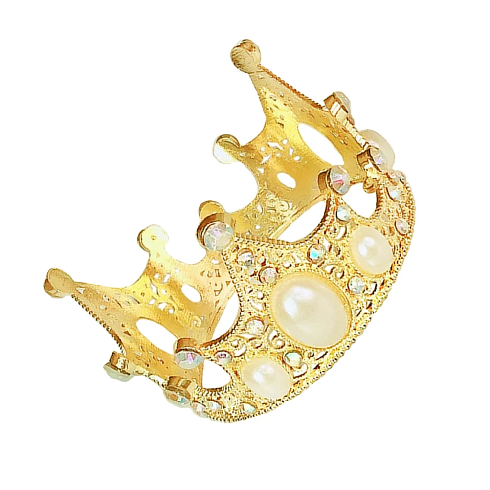 

1Pcs Zinc Alloy Kids Cake Crown Manmade Pearl Studded Party Birthday Cake Decoration Kids Crown Photography Prop