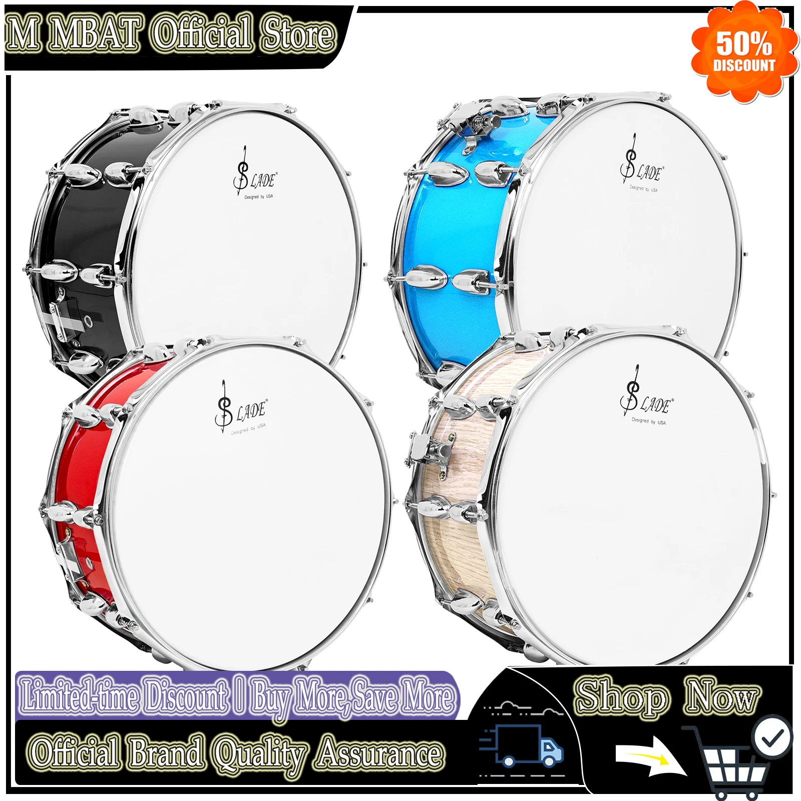 

SLADE 14x8 Inch Snare Drum Set Percussion Instrument Drum Set with Drumsticks Shoulder Strap Drum Key for Beginner Students