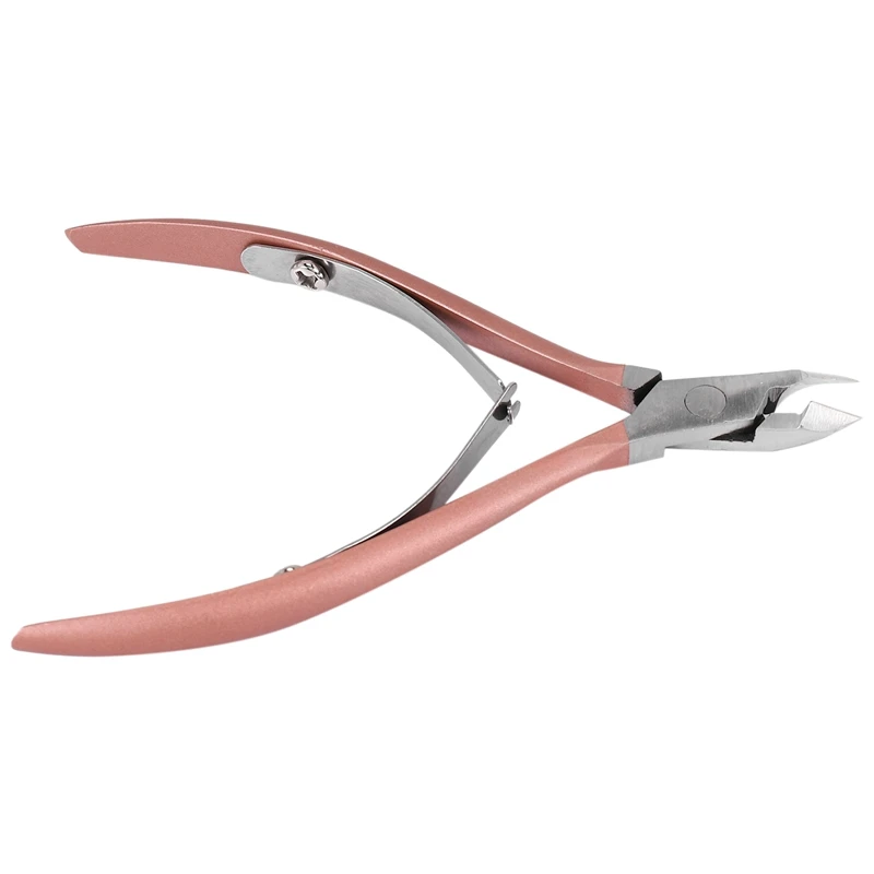 เล็บ Cuticle Pusher Tweezer CUTTER Nipper Clipper Dead Skin Remover เล็บ Art Grooming เครื่องมือความงามเล็บคีมสีชมพู