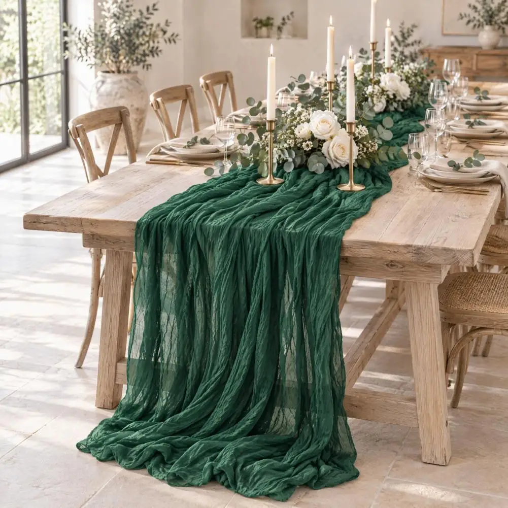 Elegant Dining Table Centerpiece Bohemian Cheesecloth Table Runner Rustic Cheesecloth Table Runner Boho Wedding Party Decor
