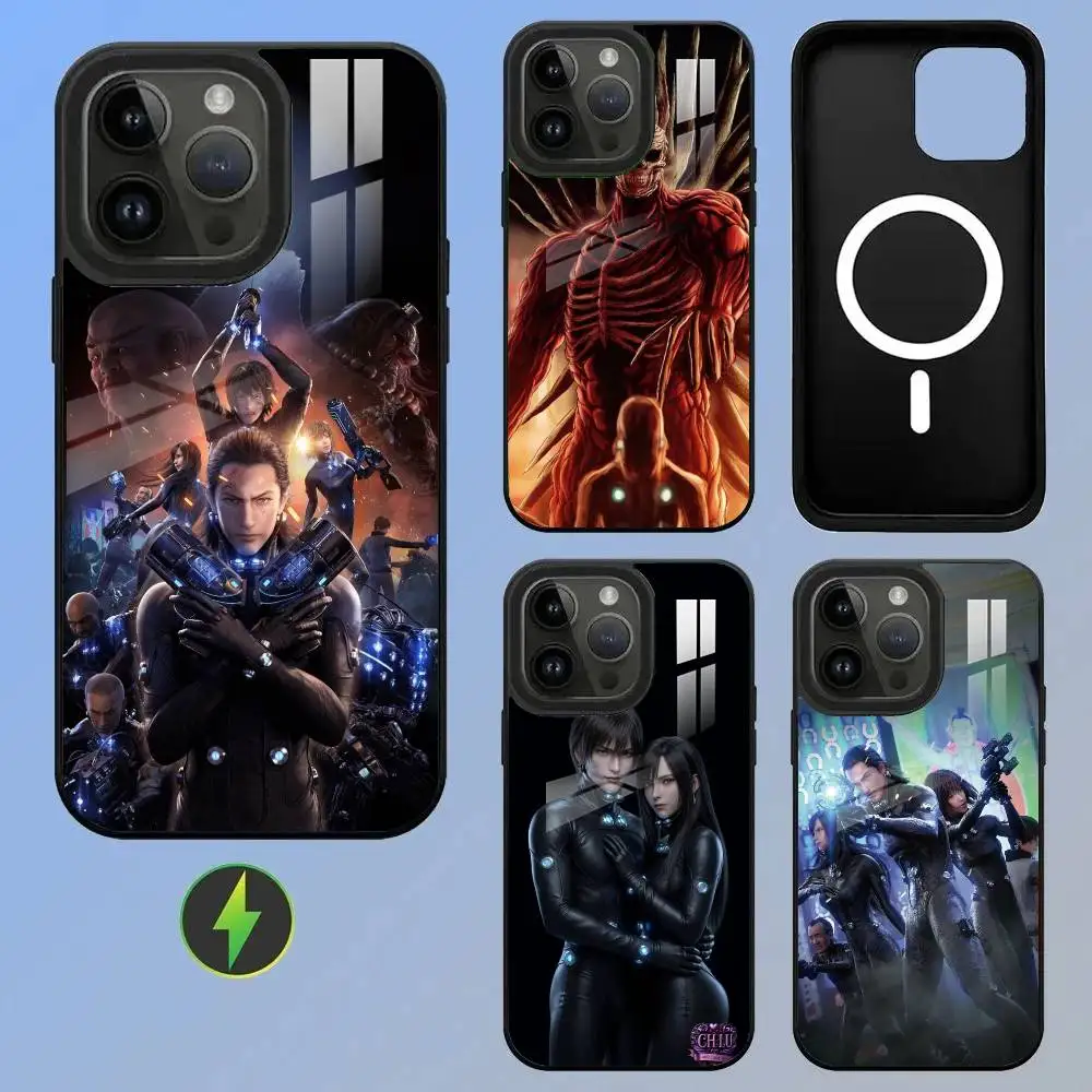 Funda de Teléfono Gantz de Lujo con Textura de Vidrio Impresa para iPhone 11/12/13/14/15/16/17 Plus, Pro, Pro Max y Air