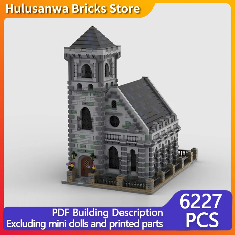 City Street View Model MOC Building Bricks Medieval Old Chapel Modular Technology Gifts Holiday Assemble Children Toys Suit