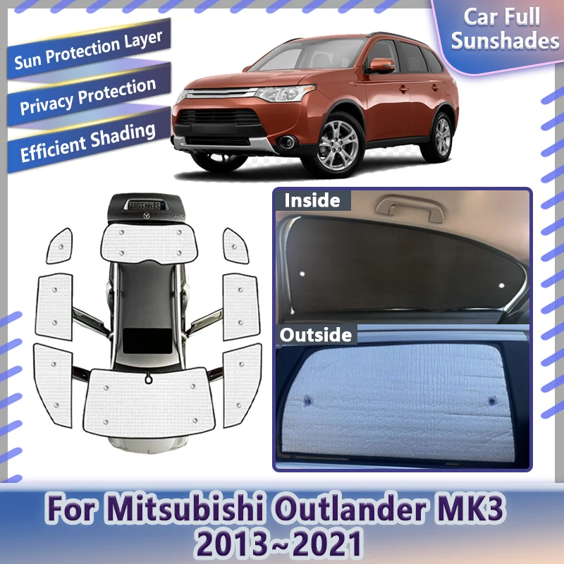 

Для Mitsubishi Outlander MK3 2013 ~ 2021 автомобильные полные солнцезащитные козырьки на лобовое стекло, солнцезащитные шторы с защитой от ультрафиолета, автоаксессуары 2015 2018