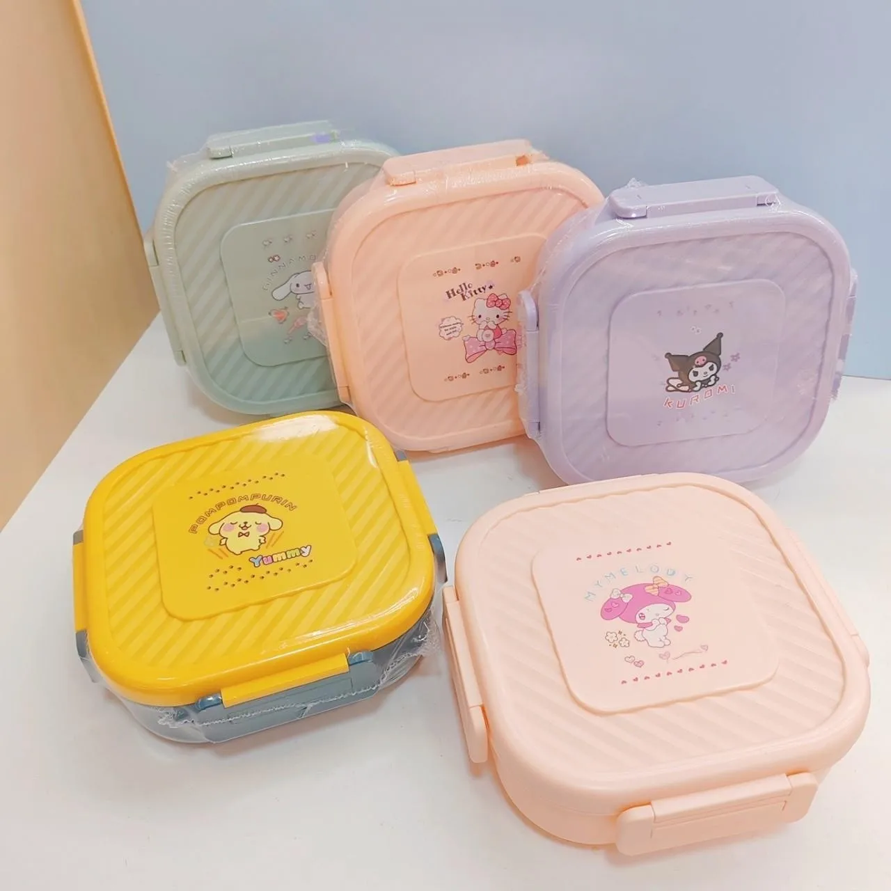 Sanrio Hellokitty Mymelody Kuromi Cinnamoroll Can Microwave Three Square Lunch Box Students Office Crisper Box Bento Box