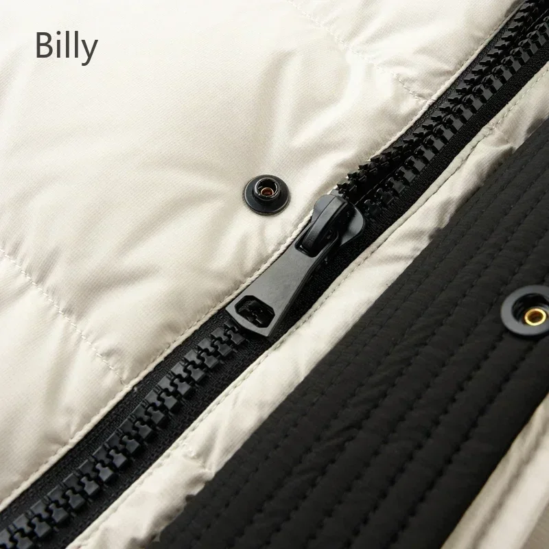 Billy Black and White Hooded Men's Down Jacket Medium-length Duck Down 2024 New Autumn and Winter Jack Thickened Clothing Coat