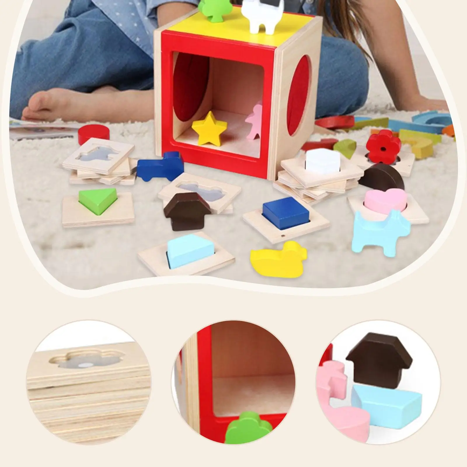 Fine Motor Skills Puzzle Toy Engaging Plaything Traveling Blocks Matching Preschool Settings Funny Wooden Shape Matching Box