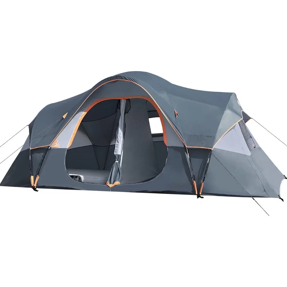 

Camping Tent 10-Person-Family Tents, Parties Tents, Easy Up, 5 Large Mesh Windows 2 Room, Waterproof, Weather ,Campings Tent