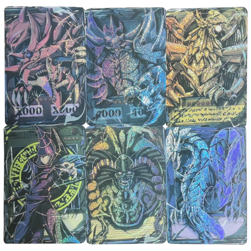 6Pcs/set Yu-Gi-Oh! Egyptian God Slifer the Sky Dragon Black Magician Exodia Flash Cards Game Anime Collection Cards Gift Toys