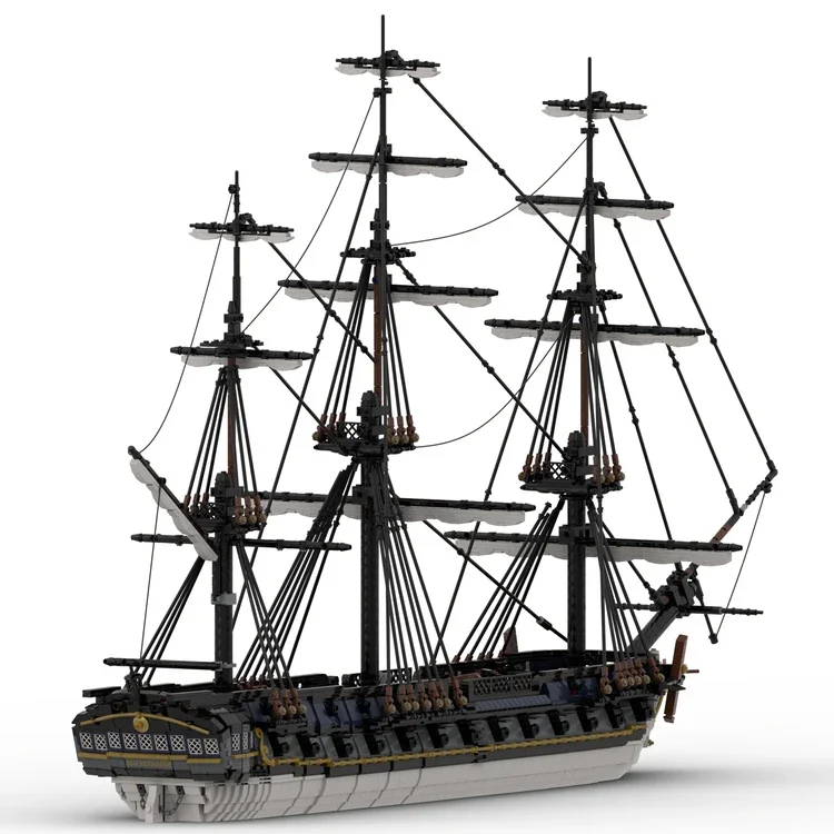 7029pcs Surveillante MOC French frigate brick set Marine nationale warship model Navy full rigged ship buildings block