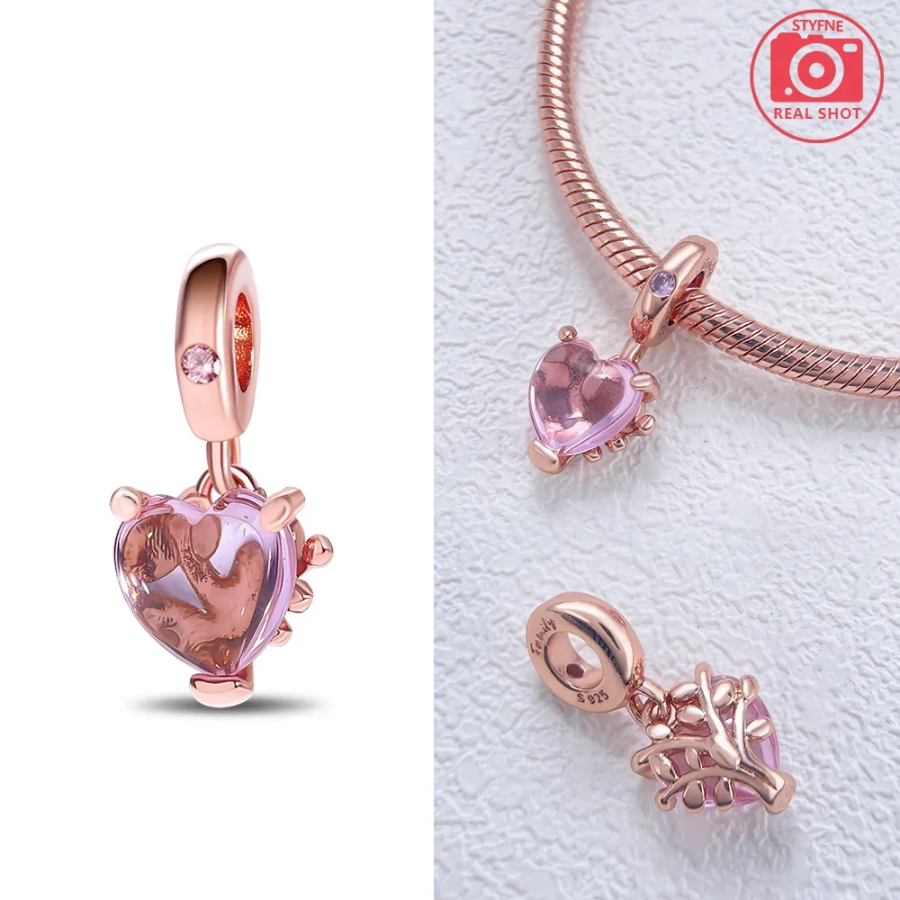 Silver Plated Original 925 Heart Angel Wing Rose Gold Pink Beads Fit Original it Bracelets Bag Charms Jewelry Gifts for Women view 2