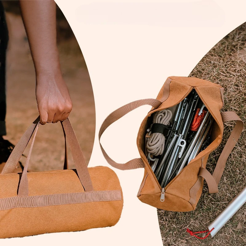 

Outdoor Camping Accessory Storage Bag Tent Guy Ropes Stakes Tools Storage Bag Cylindrical Stake Storage Bag Cylindrical Bag
