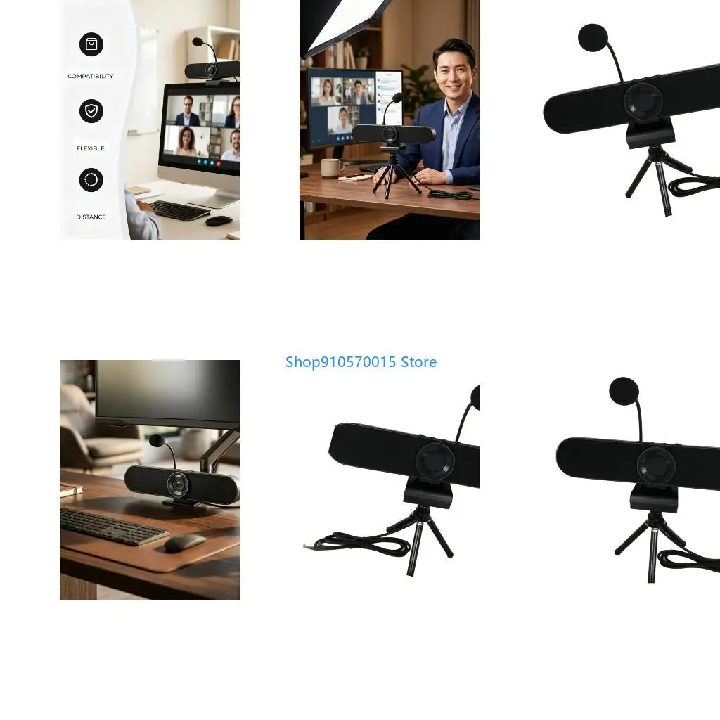 B95C Desktop 2K Webcam With Microphones and Speaker for Study and Calls Use