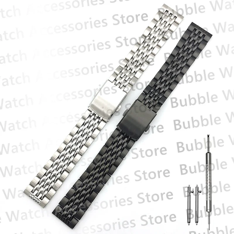 

20MM 22MM Black Silver 2 Tone Gold Stainless Steel Double Snap Fastener Bead Of Rice Watch Bracelet Fit For SKX007 Dive Watch