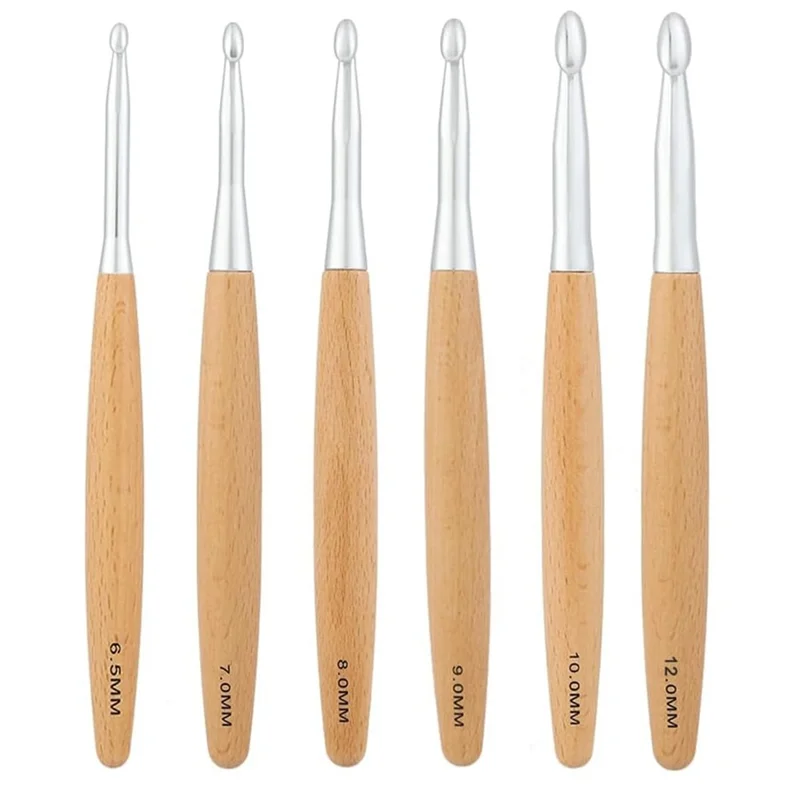 Large Wooden Crochet Hooks 5
