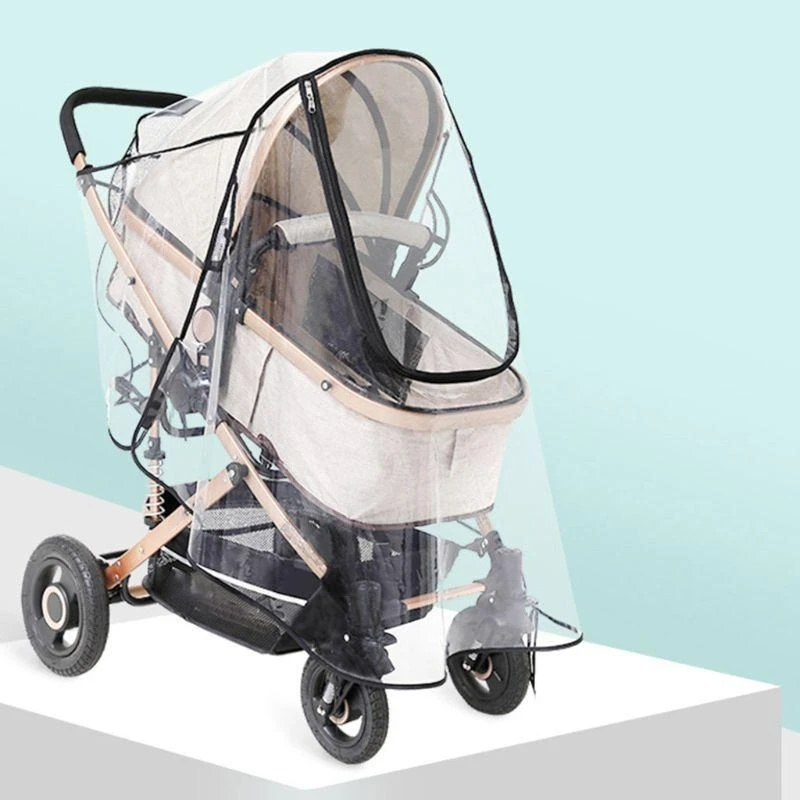 غطاء مطر لعربة الأطفال J15U شفاف بالكامل وواقي شمسي لطقس السيارة والرياح