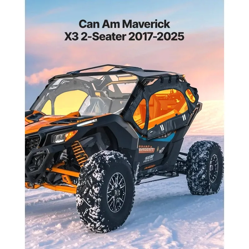 حاوية كابينة UTV للأبواب العلوية بسحاب لـ Can-Am Maverick X3 بمقعدين 2017-2025