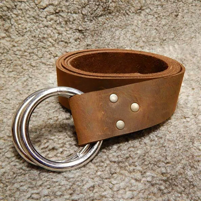Halloween Mittelalter Wikinger Pu Leder Knoten Doppel O-Ring Gürtel Keltischer Ritter Cosplay Kostüm Zubehör Für Männer Und Frauen Neu