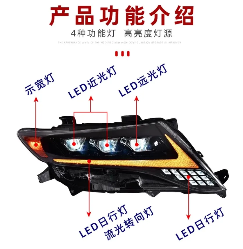 car bumper headlamp For Venza headlight ALL IN LED 2009~2013y car accessories head lamp for Toyota venza fog lamp