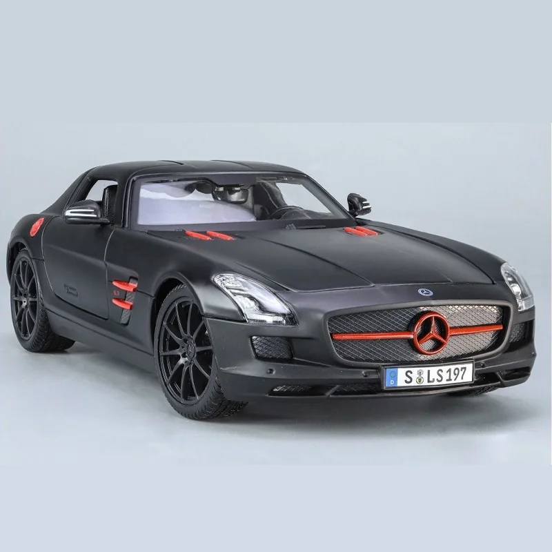 لعبة نموذج معدني من ميستو ديكاست ، مركبة بمحرك من السبائك السوداء ، مرسيدس بنز SLS AMG ، أسود غير لامع ، هدايا ،