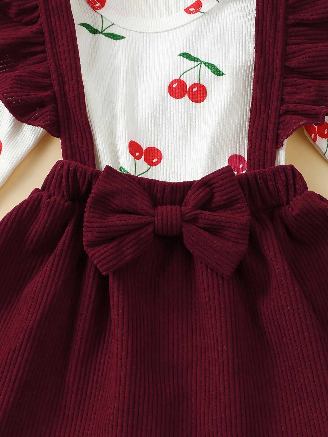 Neonata Cherry Ruffles felpa con cappuccio abito Casual fiocco copricapo 3 pezzi adatto per la piccola principessa migliori regali