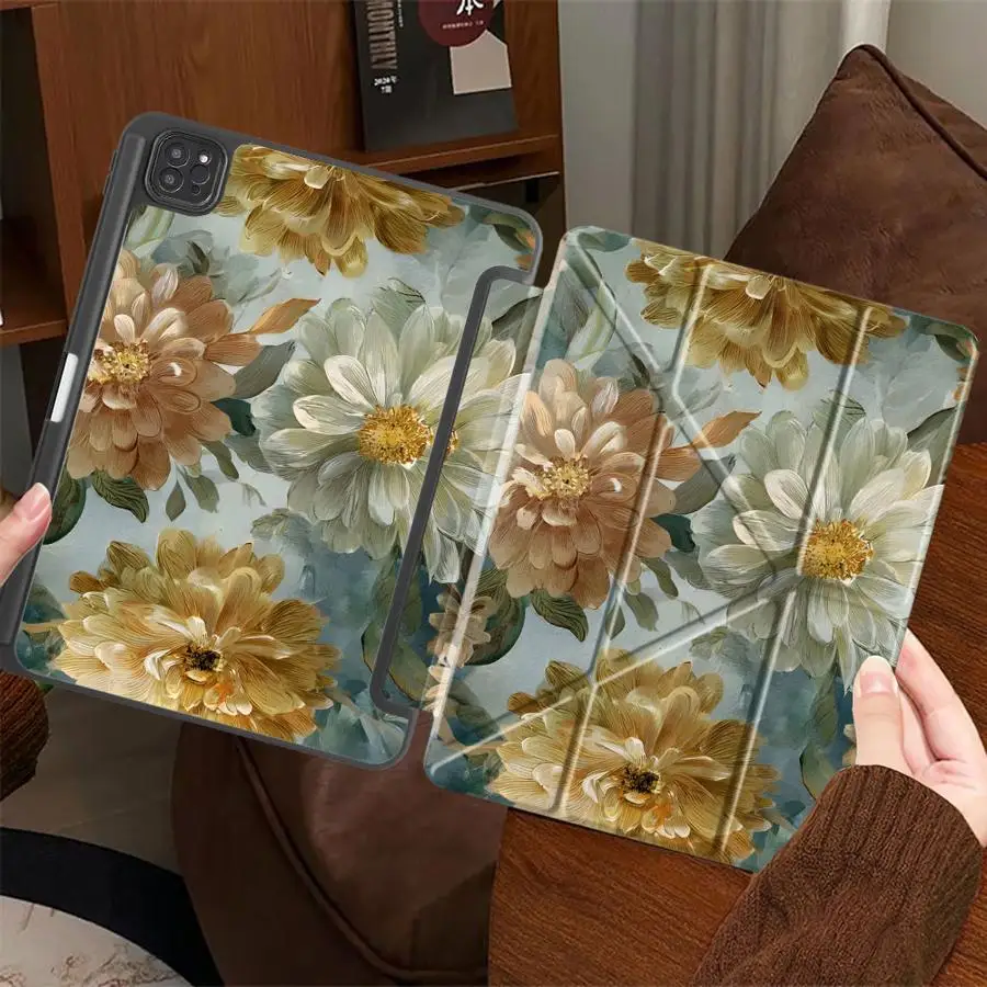 Simple Flowers Tablet Case For iPad Mini 6 7 Pro 11th 10th 9th 8th 7th 12.9inch Pro 2025 Air 4 5 M3 M2 M4 11inch Holder Cover