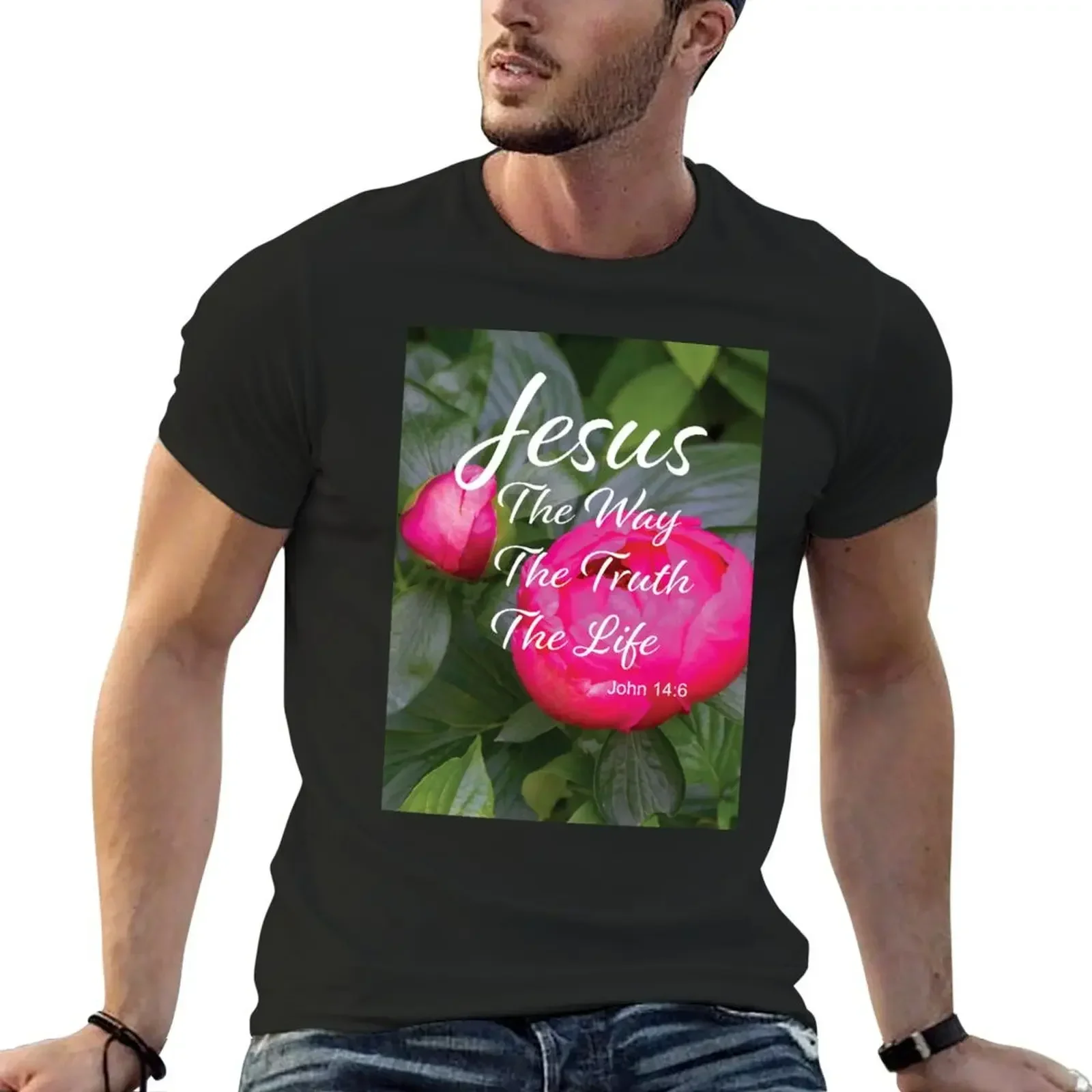 

Jesus The Way The Truth The Life John 14 6 - Inspirational Bible Verse T-Shirt quick-drying customizeds men workout shirt