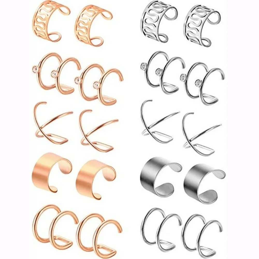 Gold Dreadlock Dread Hair Braid Non-Piercing Ear Clip Beard Jewelry Hair Rings Beads Cuffs Tube Charms  Hair Accessories 1-12pcs