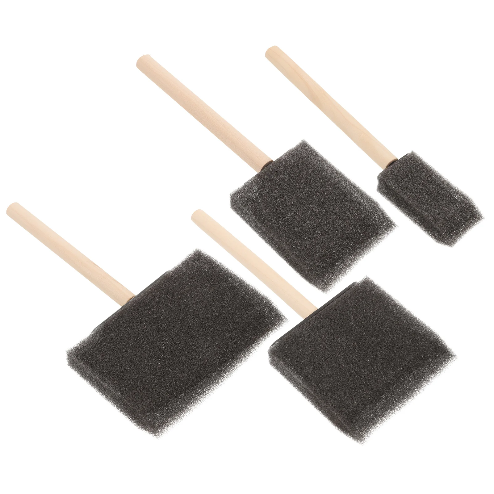 4pcs Wooden Handle Sponge Painting Brushes Soft Foam For Diy Art Crafts Decorate Living Room Bedroom Window Tools