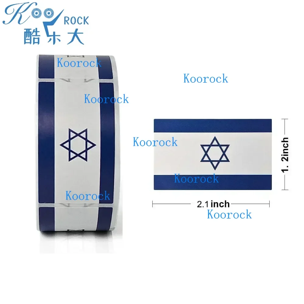1 roll Israeli Flag Stickers 2.1x1.2 Inch -500 Pcs, American Flag Stickers 2.1x1.2 Inch -250 Pcs