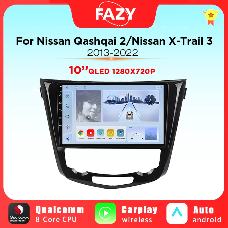 

Android Auto Car Radio Multimedia Stereo Player For Nissan J11 Qashqai X-Trail 3 T32 2013-2022 GPS 4G Carplay DSP Head Unit 2Din