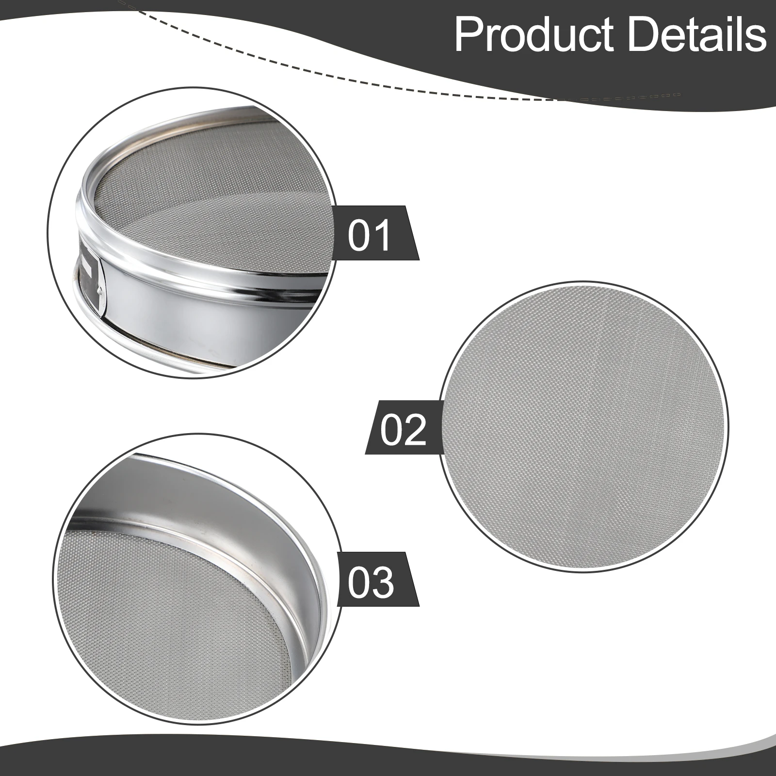Stainless Steel Laboratory Test Sieve Filter Mesh Sampling Inspection Pharmacopeia Sieve 10-100 Mesh 2-0.15mm Aperture 20cm
