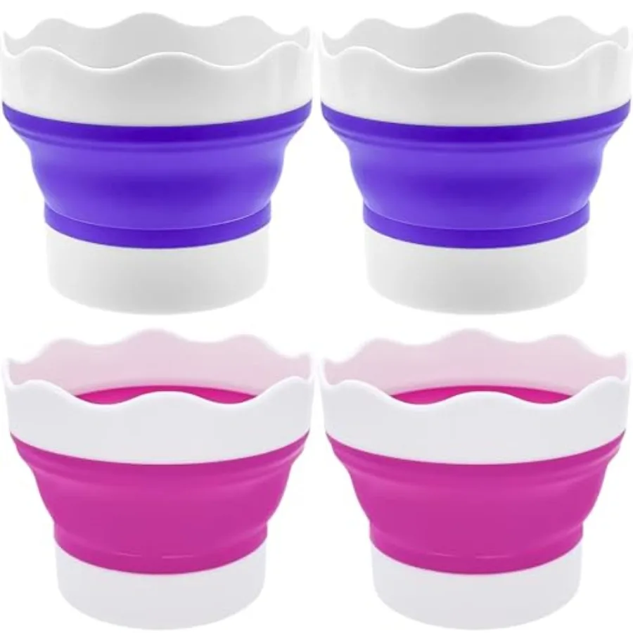 

4 PCS Collapsible Paint Brush Washer Multifunctional Collapsible Bucket Foldable Water Cup Silicone Portable Painting Water Cup