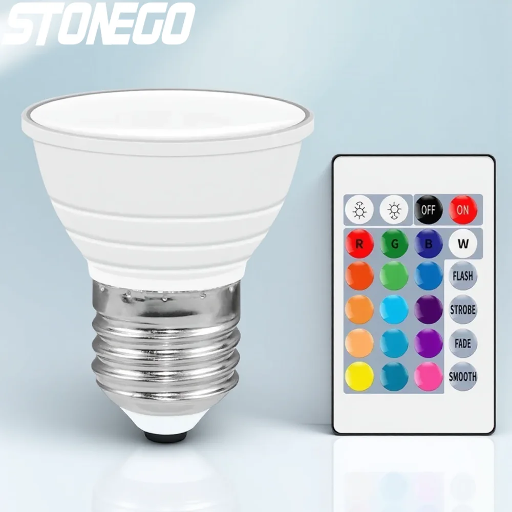 

LED Smart RGB Bulb Remote Control Colorful Light with Smart Dimming Perfect for Ceiling Spotlight Home Decor