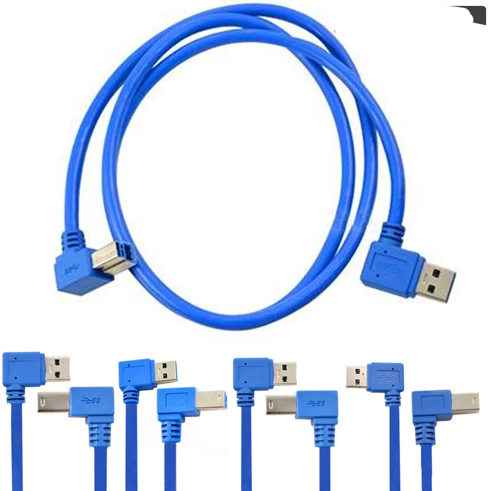 3Ft USB 3.0 A male plug 90 degree right angle to USB 3.0 B male right angle Cable