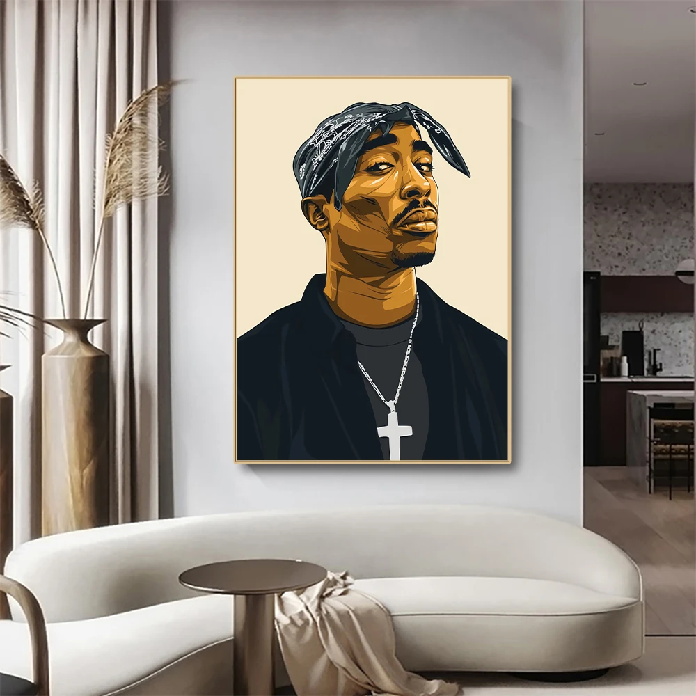 لوحة هيب هوب المغني 2pac لرسومات الحائط من القماش على طراز أساطير الراب توباك وطباعة صور لتزيين غرفة المعيشة هدايا المشجعين #2