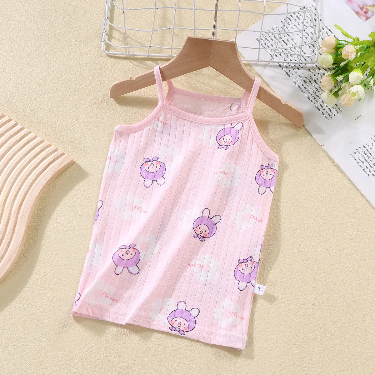 Sling+Shorts Suit Summer Girl\'s All Cotton Pajamas Infantil Cartoon Printed Sleeveless Home Clothes Fashion Cute Vest Two Piece