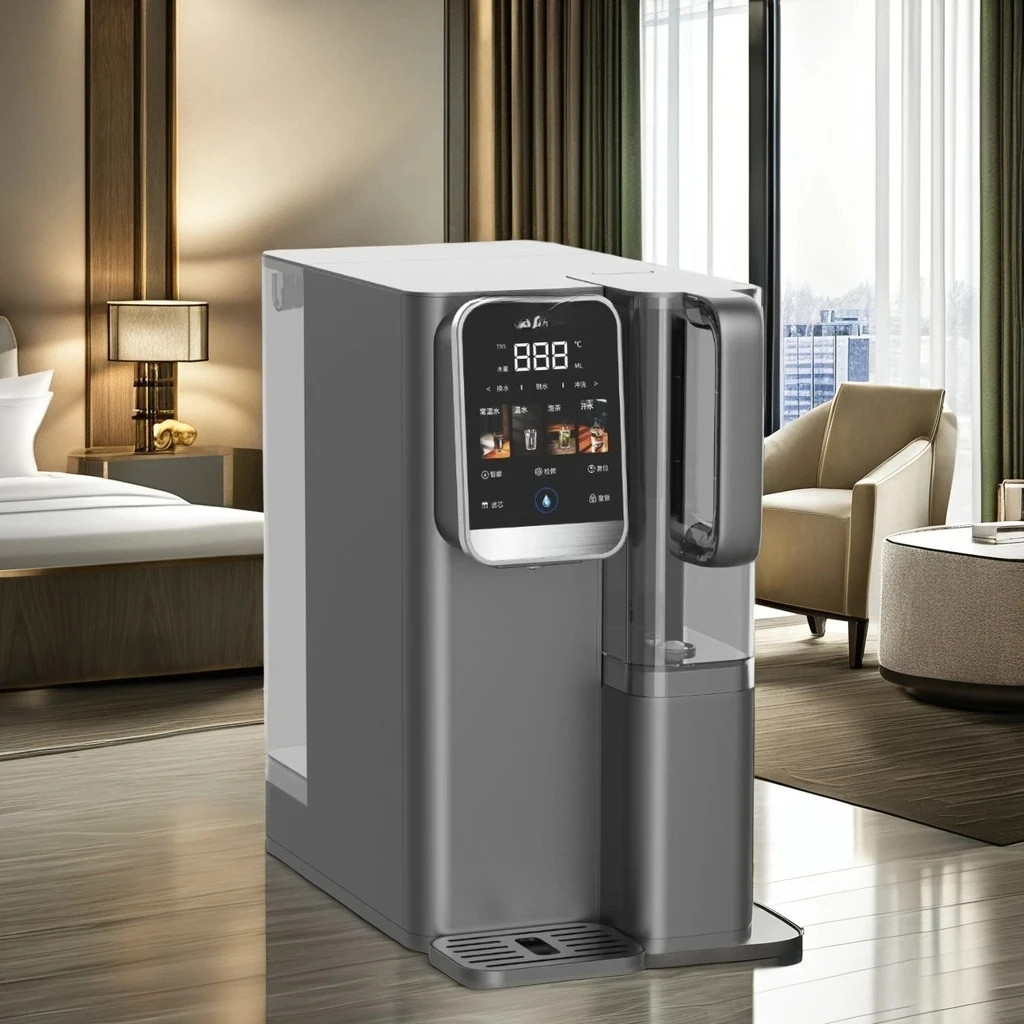 Desktop Water Dispenser Purifier Ice Cube Making Cooling System Hot Cold Water Feature Electric Power for Hotel Outdoor Use