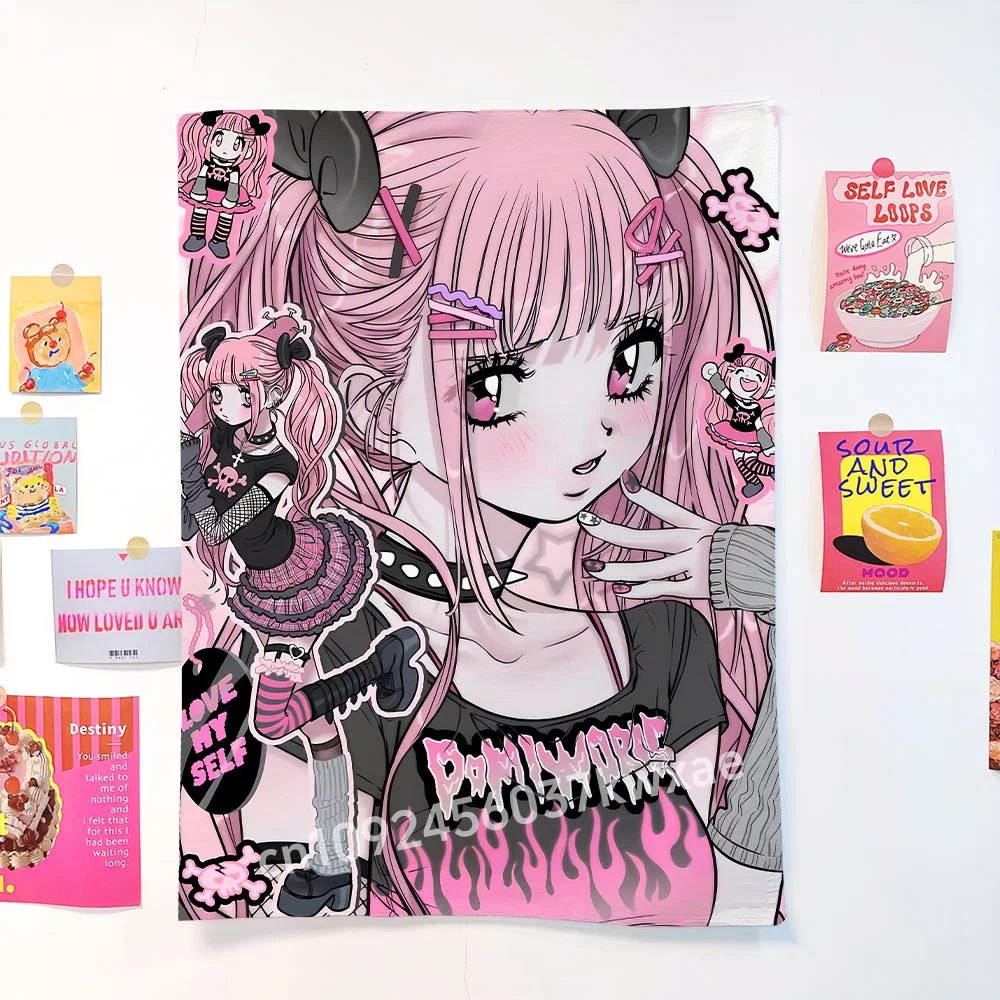 2025, neue japanische Anime-Mädchen-Druck-Party-Wandteppich, Studentenwohnheim, Nachttisch, Schlafzimmer, Dekoration, hängender Miethaus-Wandteppich