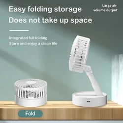 Mini Portable Folding Rechargeable Table Fan,Foldaway Fan with Battery Operated USB Desk Fan