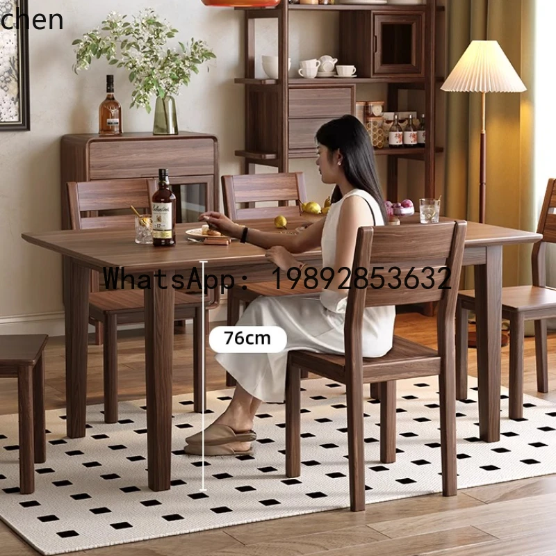 H1  dining table all solid wood rectangular eating  tea table dining  integrated