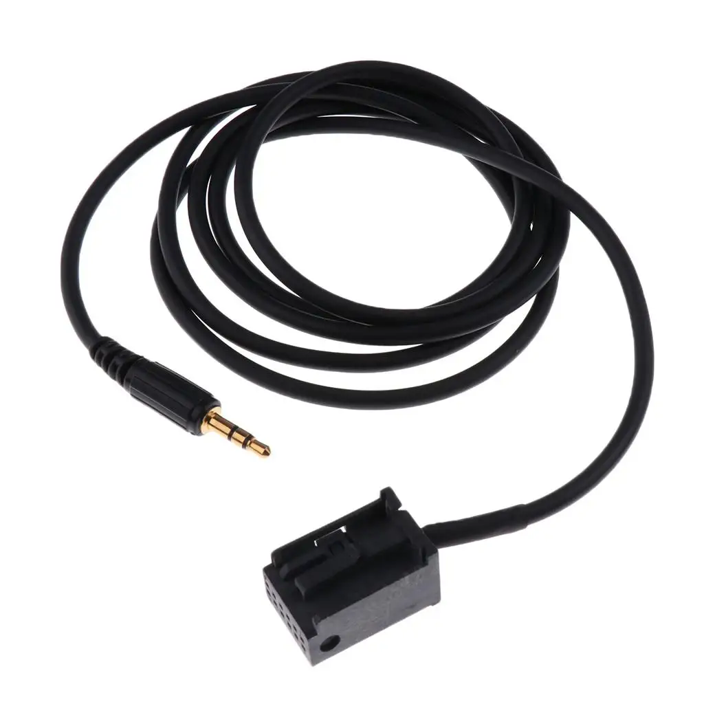 Black 3.5mm 12Pin AUX In Adapter Audio Cable for Ford Focus Mk2 Mondeo