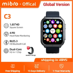 Mibro C3 Smartwatch Global Version Bluetooth Calling 1.8Inch HD Screen Dual Core 2ATM Waterproof Sport Smart Watch For Men Women