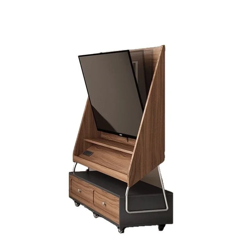 Medieval style solid wood high-end mobile TV cabinet Internet celebrity retro small apartment living room