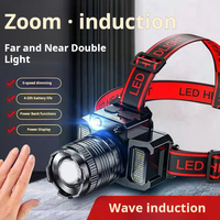 Usb Rechargeable Headlamp Super Bright Head Lamp Motion Sensor Headlight 5 Lighting Modes Zoomable Head Lights Forehead Light