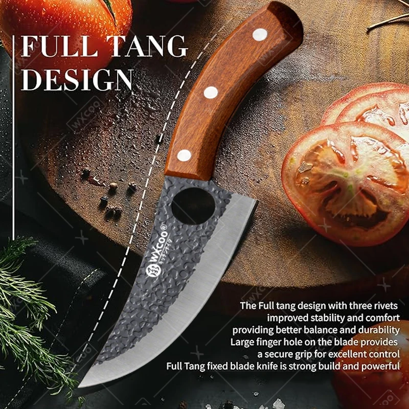 WXCOO Hand Forged Boning Knife Ultra Cooking Durable Blade Multi Purpose Stainless Steel Kitchen Knife Fish Cutter Butcher Meat