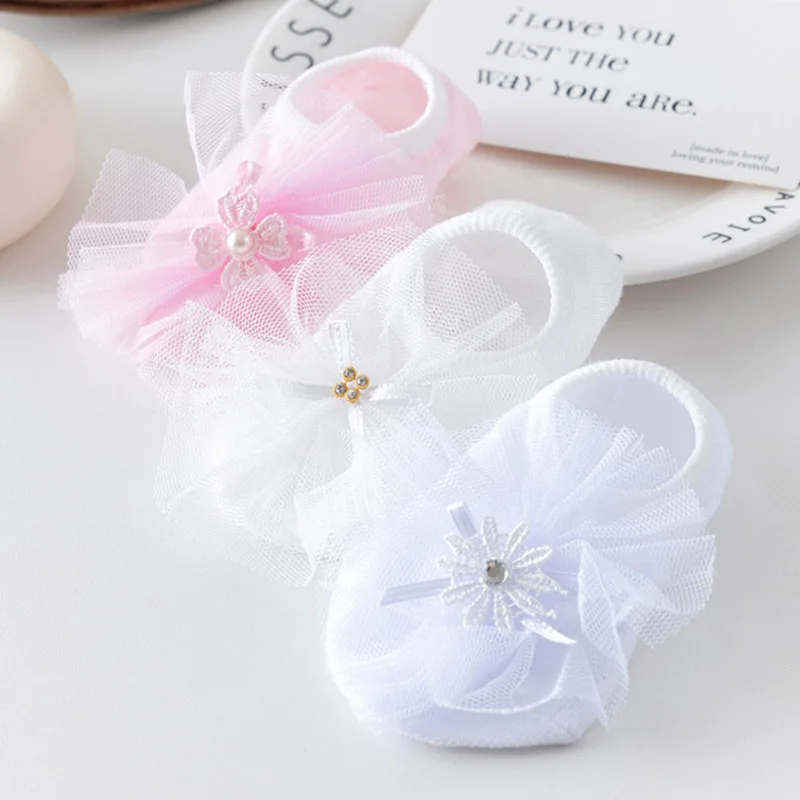 

Cute Princess Socks 0-6 Months Summer Mesh Gauze Flower Baby Newborn Boat Socks Solid Color Girl Thin Breathable Socks