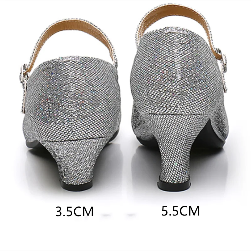 New Glitter Modern Dance Shoes Women Girls Dancing Shoes Closed Toe Ballroom Tango Salsa Latin Dance Shoes For Women 3.5CM 5.5CM