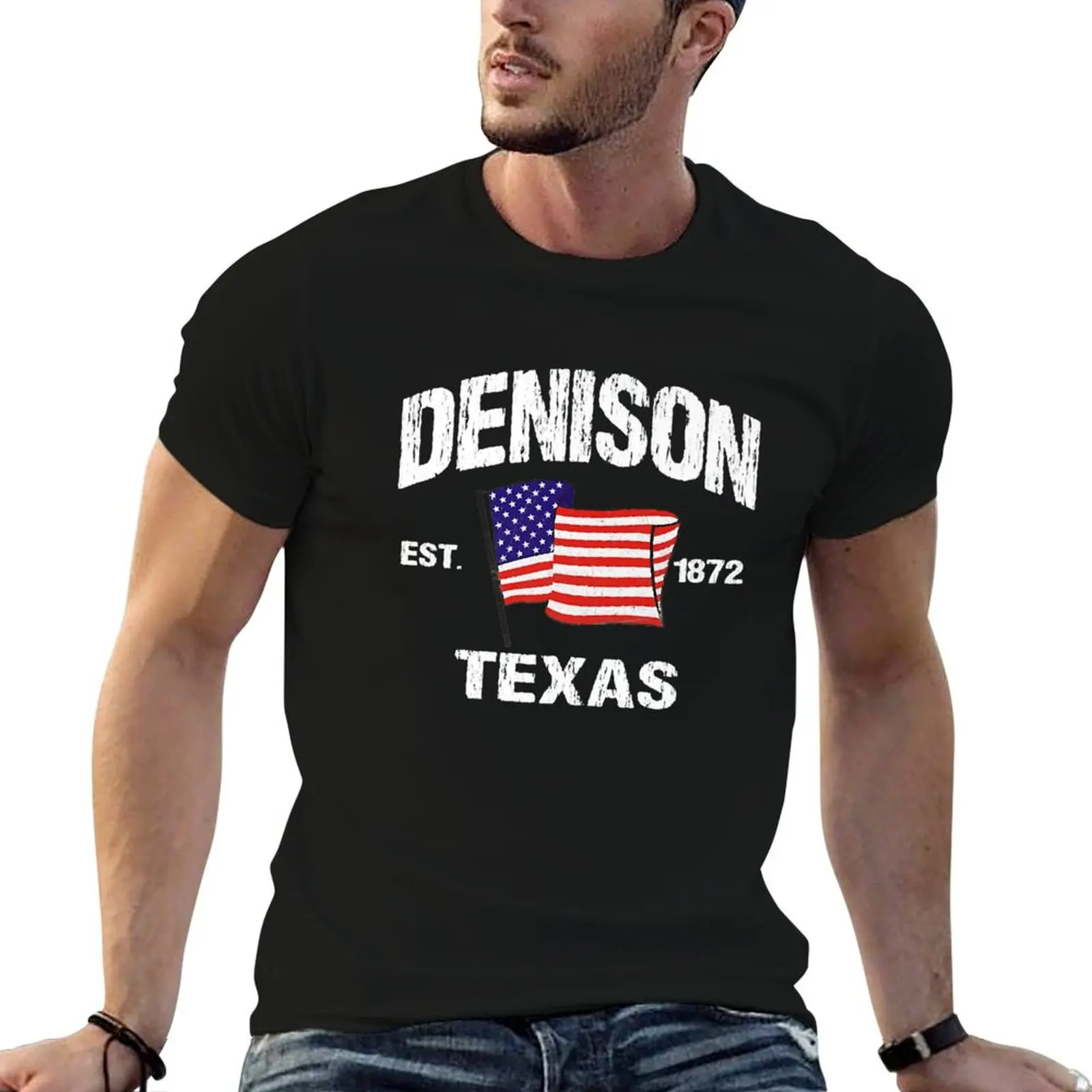 

Denison Texas TX USA Stars & Stripes Vintage Style Premium T-Shirt t shirts for man graphic funny t shirt man designer T-Shirt
