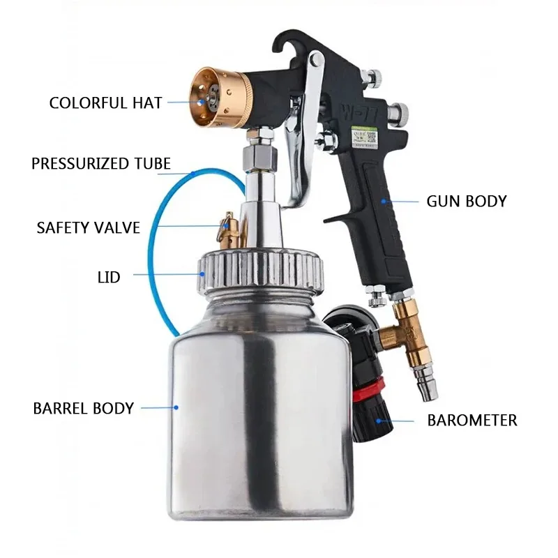 Water-In-Water Multi-Colored Paint Spray Gun Lower Pot Water-In-Sand Spray Grab Paint Paint Spray Gun 1 Liter Pressure Pot