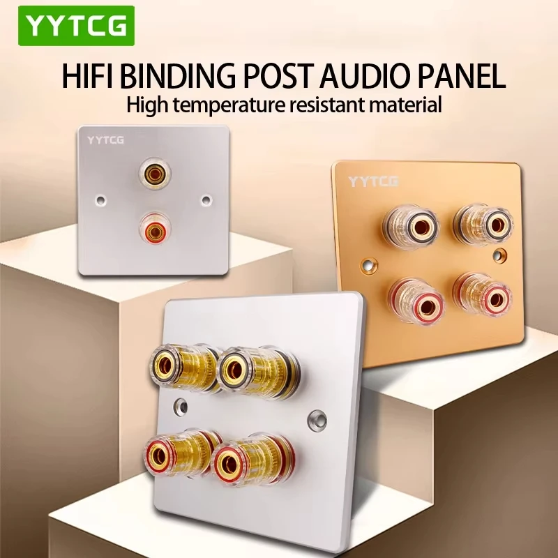 2/4 Ports Gold Binding Posts Wall Plate Audio Speaker Connector Banana Plug Outlet For Surround Sound No Soldering Required